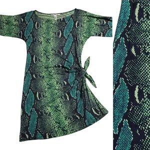 Diane Von Furstenberg DVF Hesta Python Animal Print Side Tie Silk y2k Dress 8
